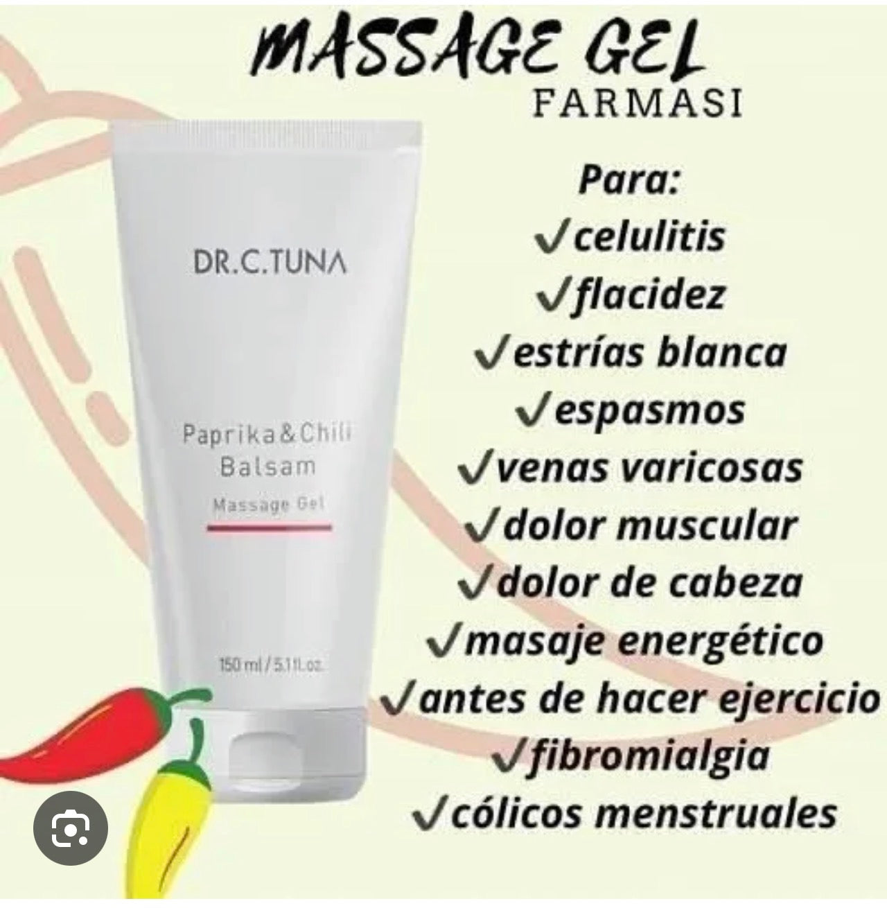 Gel de Masaje Bálsamo de Pimentón y Chile